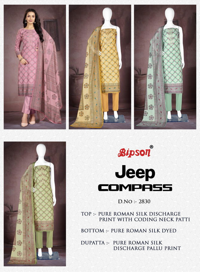 Jeep Compass 2830 By Bipson Roman Silk Printed Printed Dress Material Wholesale Price In Surat